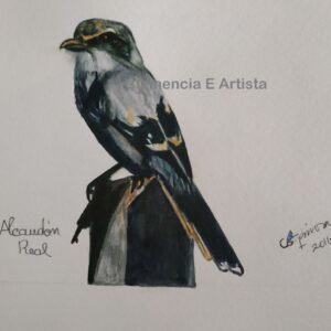 Cuadro decorativo pintado en acuarela de pajaros